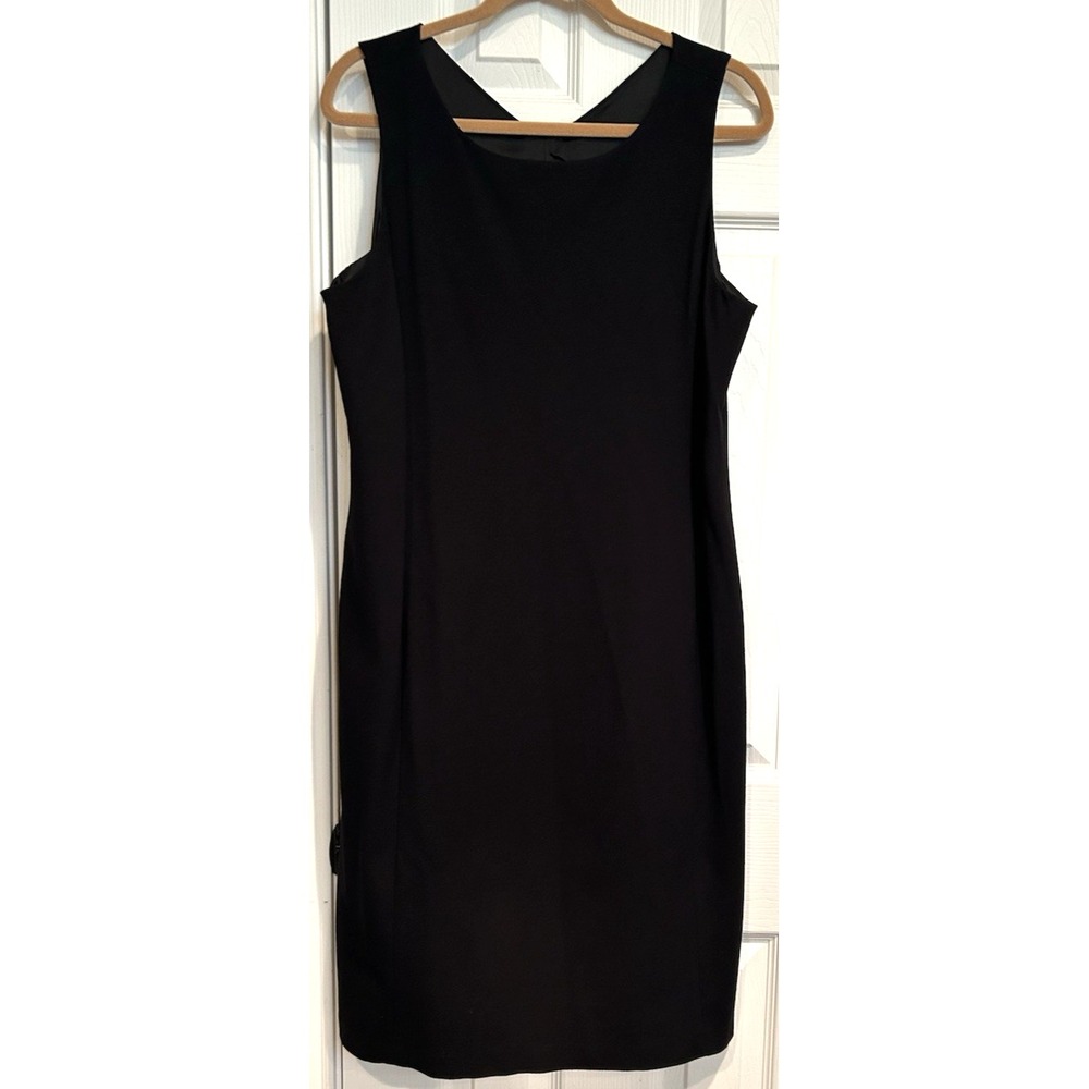 Eileen Fisher Black Viscose Stretch Sleeveless Dress Sz L Fully Lined Minimalist